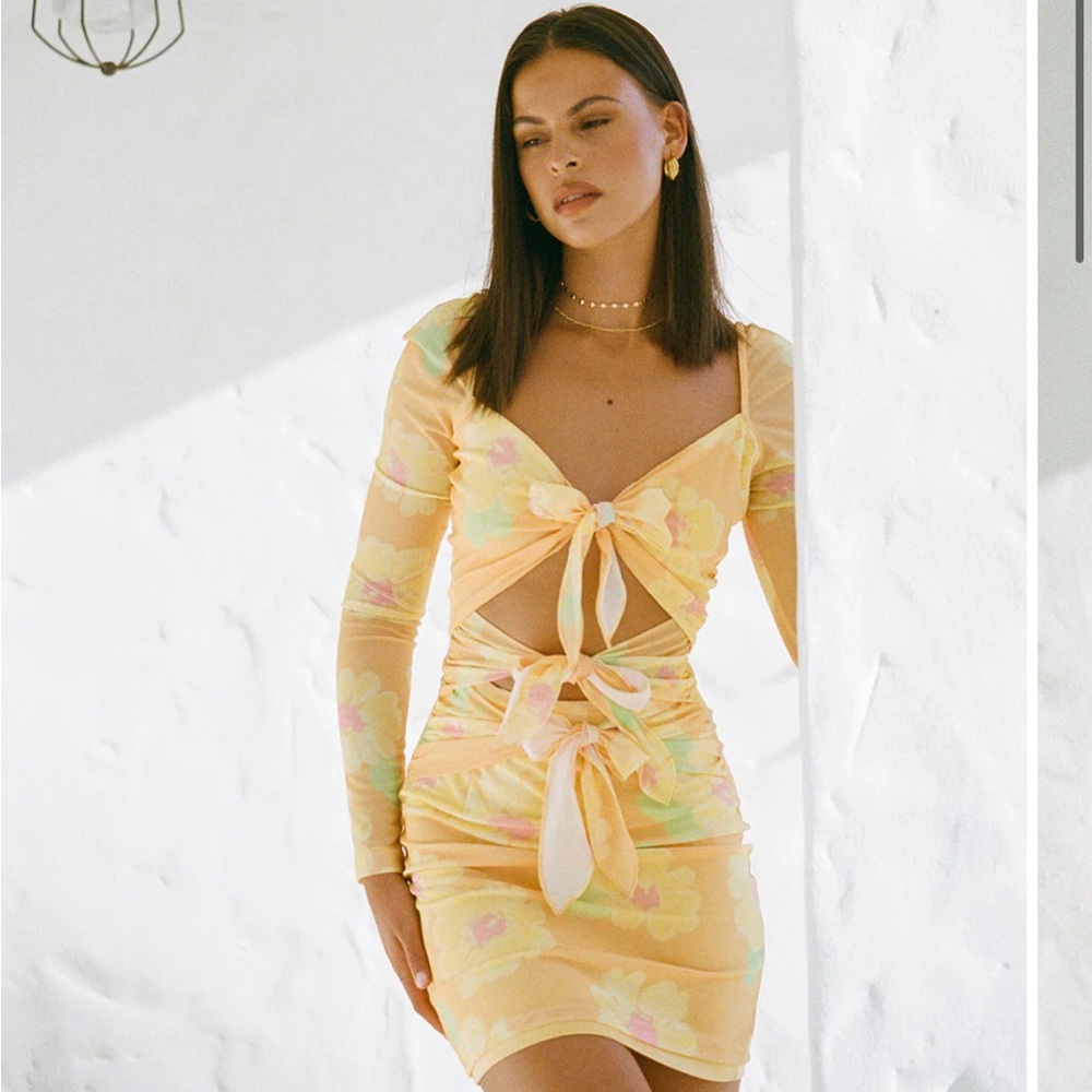 Sabo Skirt Yellow and Pink Long Sleeve Dress